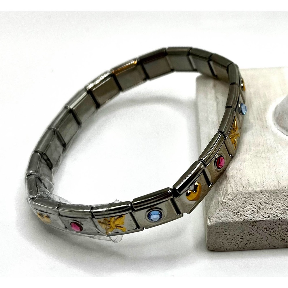 Italian Charm Bracelet All Charms 20 Gem Birthstones, Butterflies & Hearts